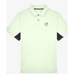 Malbon Performance Pique Collar Polo Golf Shirt Aloe Green Mens Medium